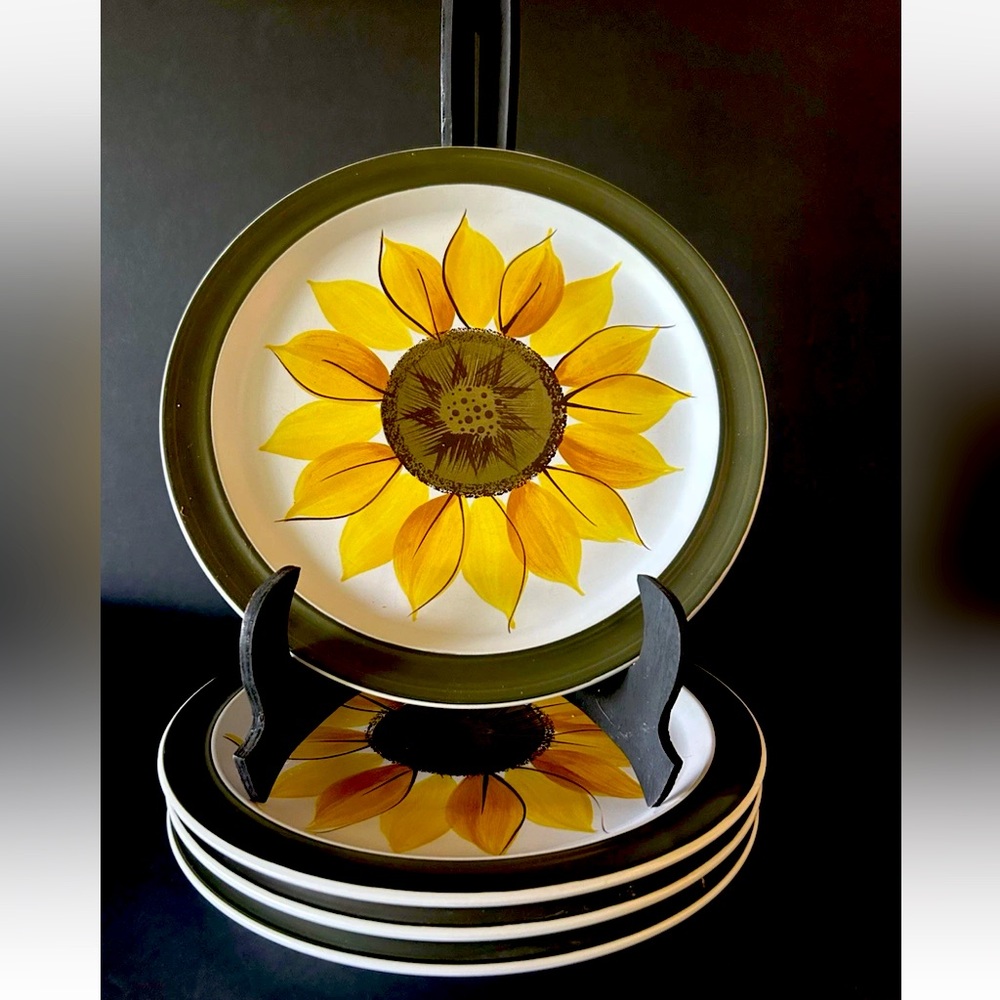 Vintage‎ Sunflower Dinner Plates Electra Casual Ceram Stoneware Mexacali 10”